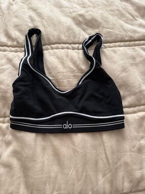 ALO Yoga Black Sports Bra with White Trim
